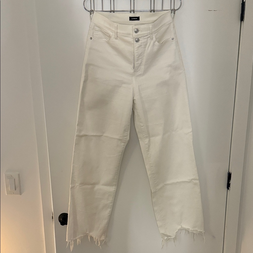 Express Off-White Wide Leg Jeans